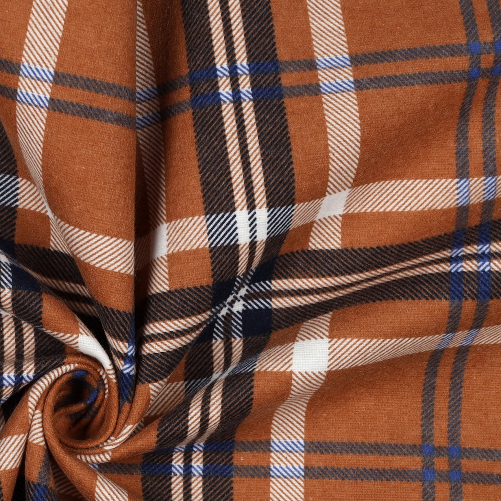 Flanelle Carreaux Classiques – Caramel & Marine – Image 3