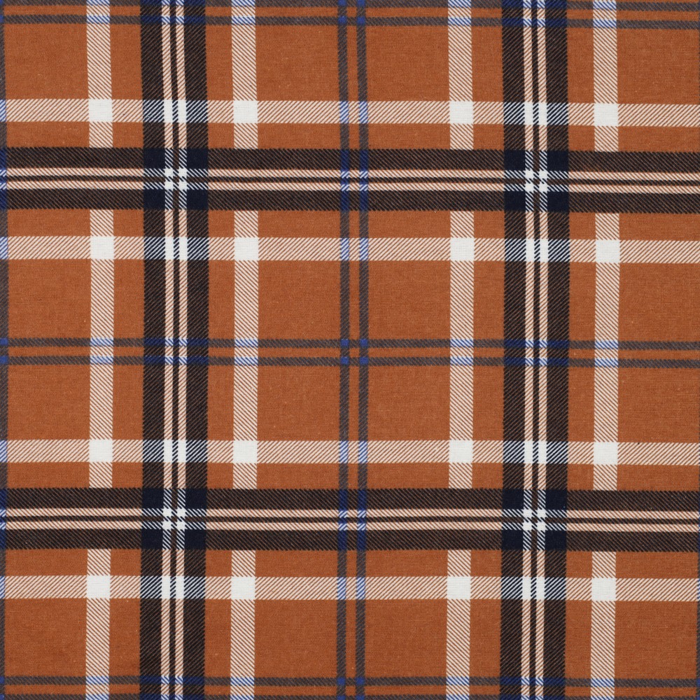 Flanelle Carreaux Classiques – Caramel & Marine