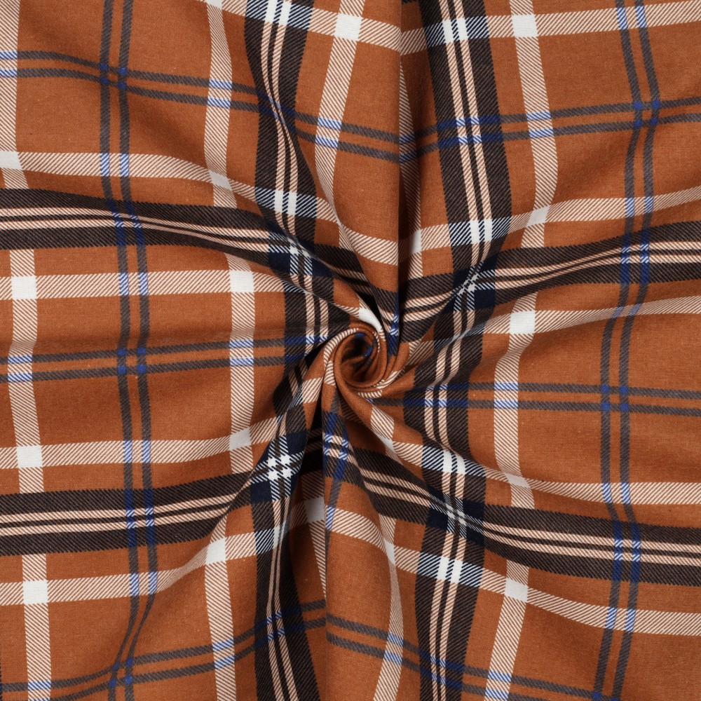 Flanelle Carreaux Classiques – Caramel & Marine – Image 2