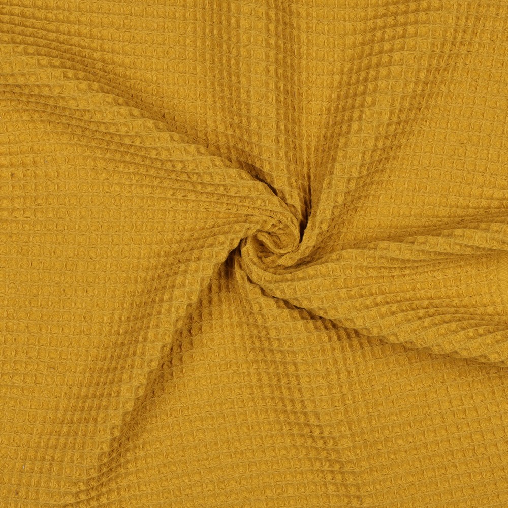 Coton gaufré nid d'abeille - Jaune miel
