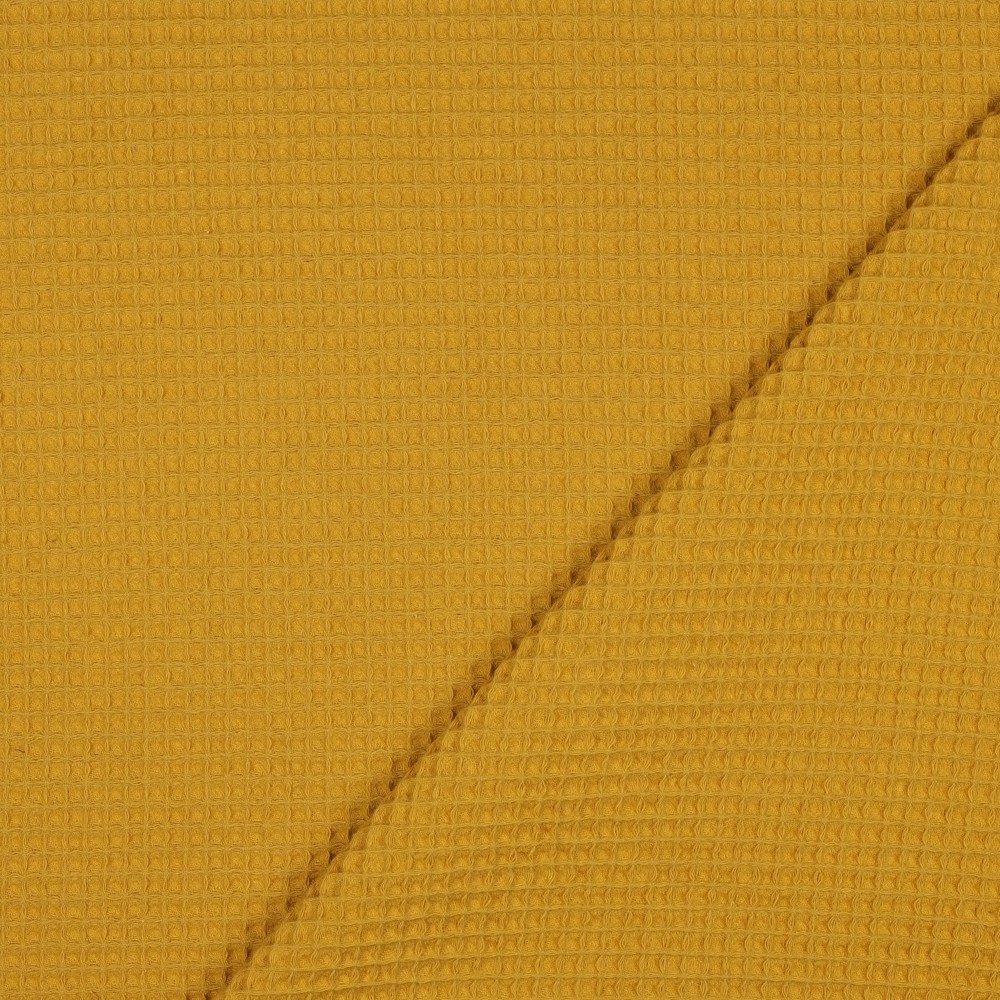 Coton gaufré nid d'abeille - Jaune miel – Image 4
