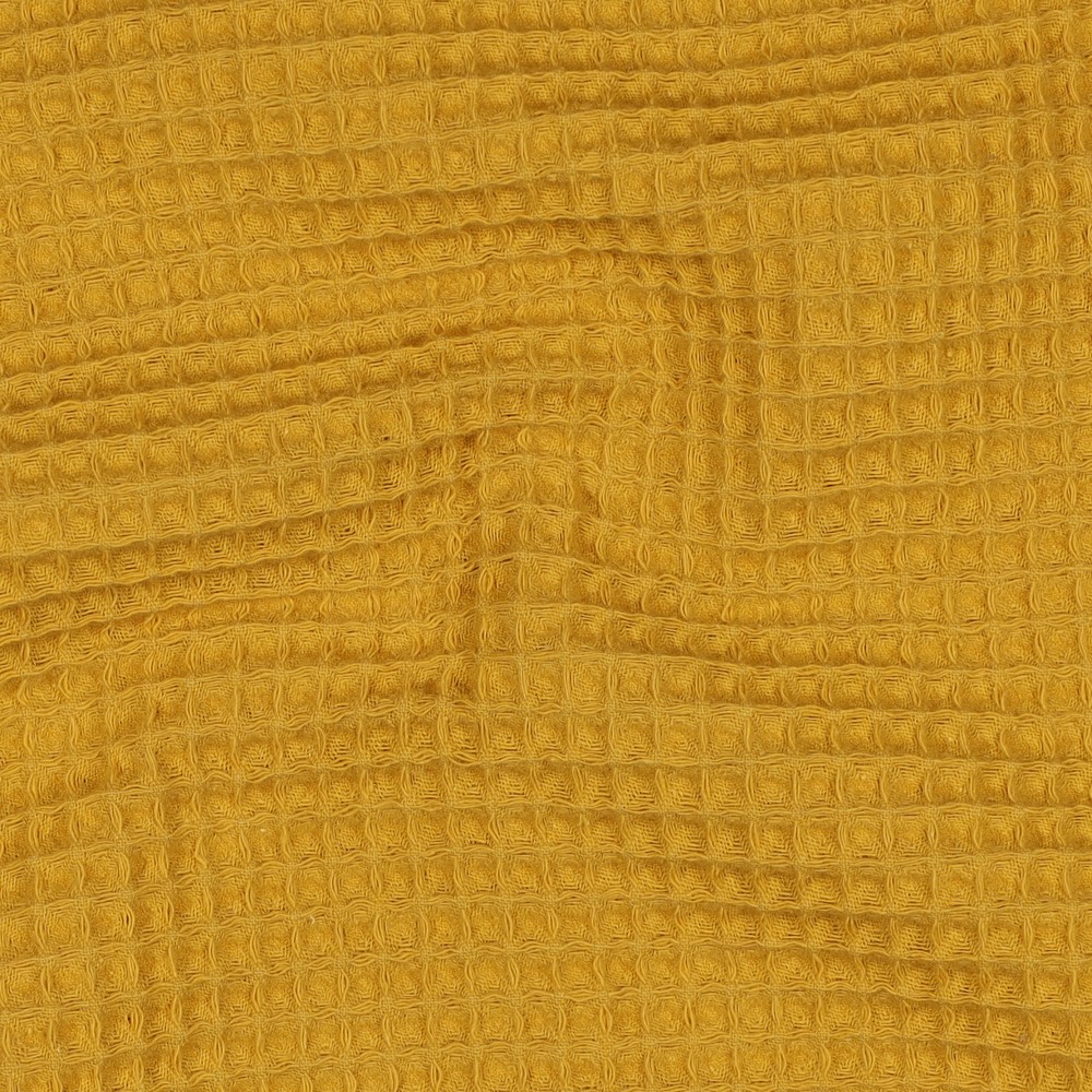 Coton gaufré nid d'abeille - Jaune miel – Image 2
