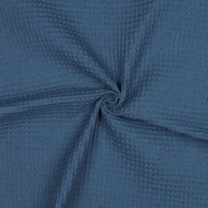 Coton gaufré nid d'abeille - Bleu minéral