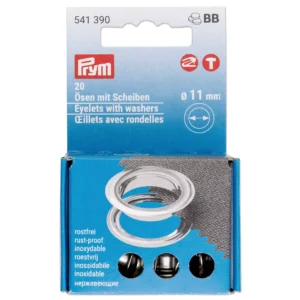 Prym – Œillets avec rondelles Argenté Ø 11 mm - 541390