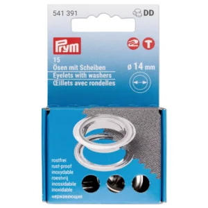 Prym – Œillets avec rondelles Argenté Ø 14 mm - 541391