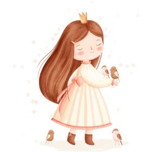 Transfert DTF - La princesse aux oiseaux 7" X 6"