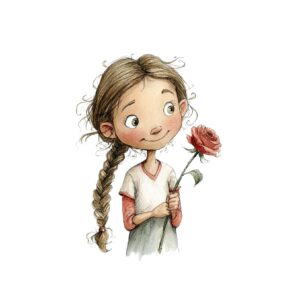 Transfert DTF - La petite fille à la rose 7" X 5"