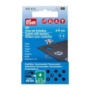 Prym – Œillets avec rondelles – Argenté Ø 4 mm - 542413