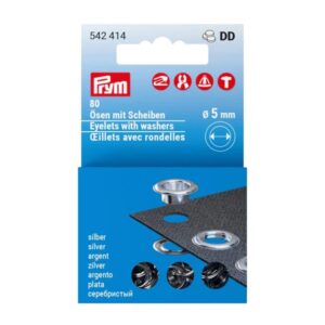 Prym – Œillets avec rondelles – Argenté Ø 5 mm - 542414