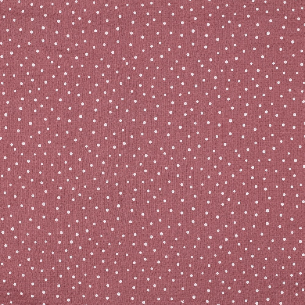 Mousseline de coton double gaze - Pois tendres bois de rose – Image 3