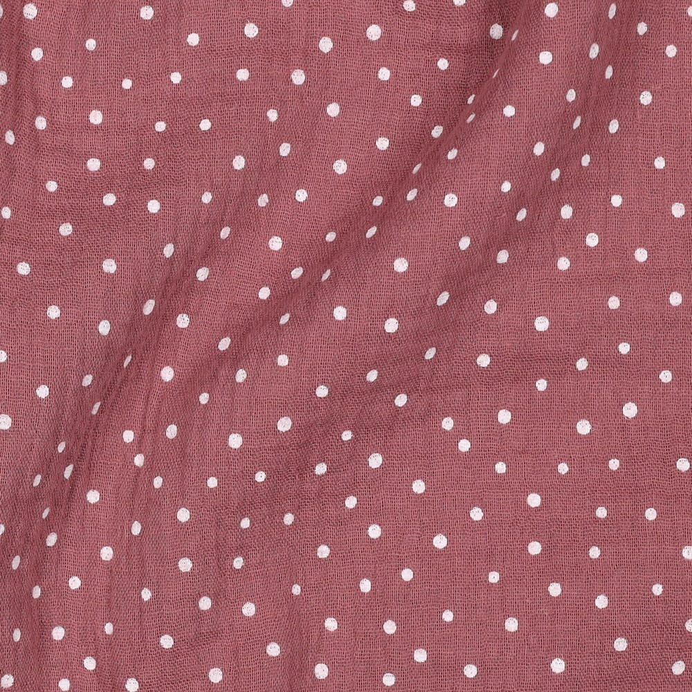 Mousseline de coton double gaze - Pois tendres bois de rose – Image 4