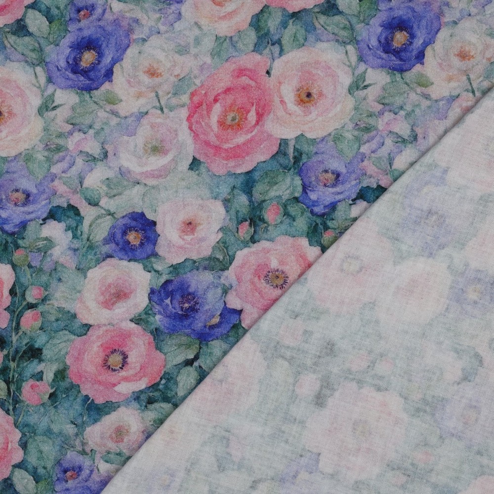 Mousseline de coton double gaze - Jardin aquarelle – Image 4