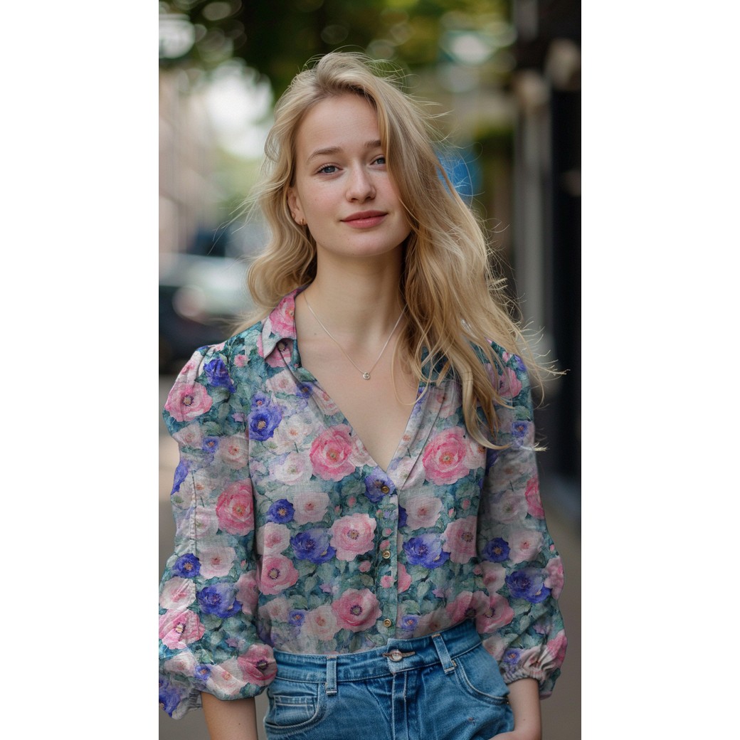 Mousseline de coton double gaze - Jardin aquarelle – Image 5