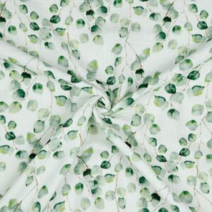 Mousseline de coton double gaze biologique - Feuillage d’eucalyptus