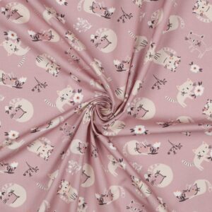 Popeline de coton Chatons rêveurs – Rose poudré