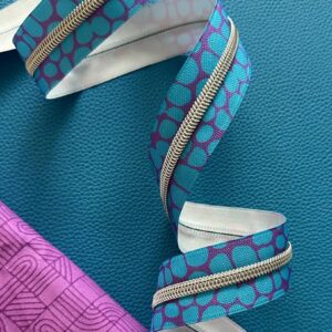 Ruban de fermeture éclair (zipper tape) – Galets bleus | dents nickel