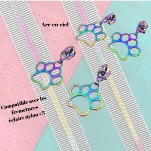 Tirette pour fermeture éclair #5 nylon - Patte arc-en-ciel