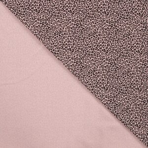 Tissu jersey de coton motif mini léopard noir sur fond rose poudré