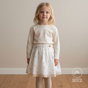 mousseline de coton écrue avec petits dinosaures brun sable motif enfant