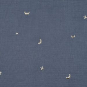 Mousseline de coton double gaz bleu brume Minifra