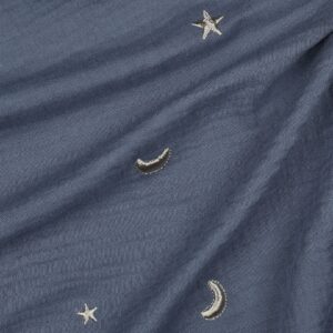 Mousseline de coton double gaz bleu brume Minifra