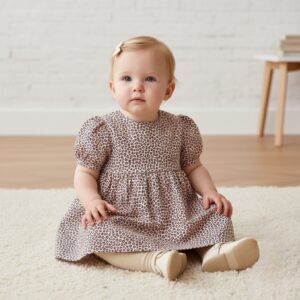 Tissu popeline de coton motif mini léopard noir sur fond rose poudré