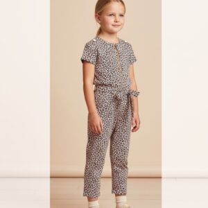 Tissu popeline de coton motif mini léopard noir sur fond rose poudré