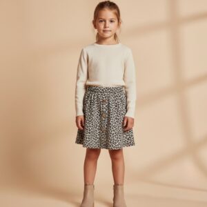 Tissu popeline de coton motif mini léopard noir sur fond kaki sauge