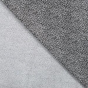 Tissu popeline de coton motif mini léopard noir sur fond écru