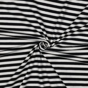 Jersey coton rayé écru et noir – Minifra