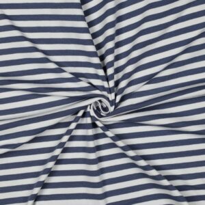 Jersey coton rayures écru bleu jeans fils teints – Minifra