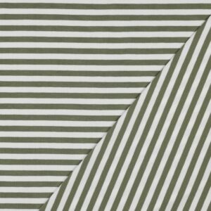 Jersey coton rayures écru vert doux fils teints – Minifra